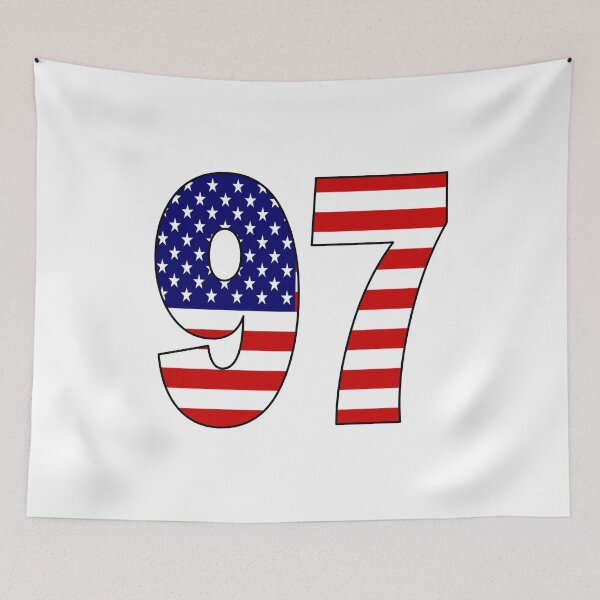 Item preview, Number 97 with USA flag on the background designed and sold by AllShirts21.