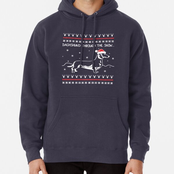 Dackel durch den Schnee, hässlicher Weihnachtspullover Hoodie