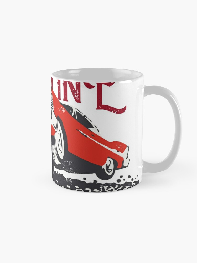 Handmade - Mustang Muscle Car Coffee Mug - Red wrap around design -Perfect  Gift