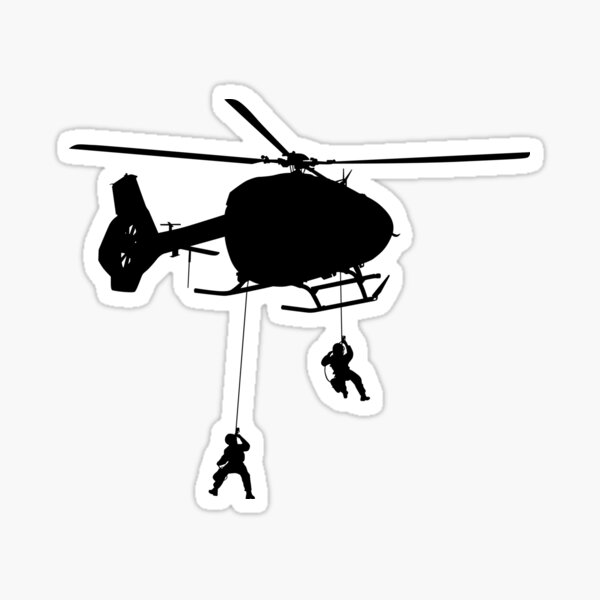 Aperçu de l'œuvre Hélicoptère H 145 M / H145M Luftwaffe, Force aérienne allemande, forces spéciales de police en rappel depuis l'hélicoptère. silhouette créée et vendue par Marcin Adrian.