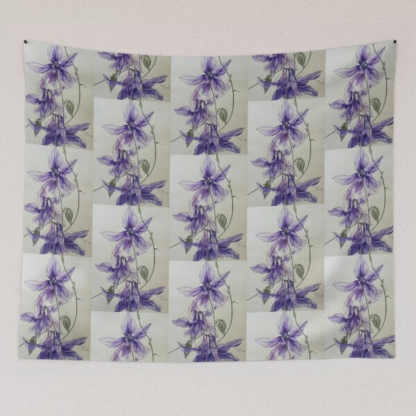 Item preview, Aquilegia columbine blue watercolour painting  designed and sold by esvb.
