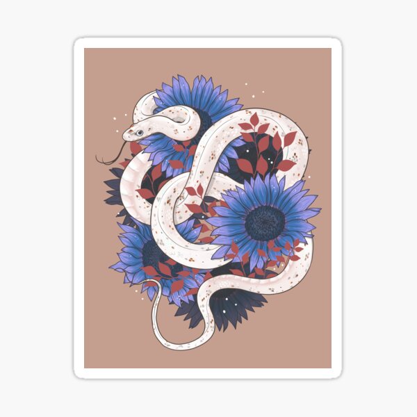Palmetto Corn Snake with Blue Sunflowers Sticker