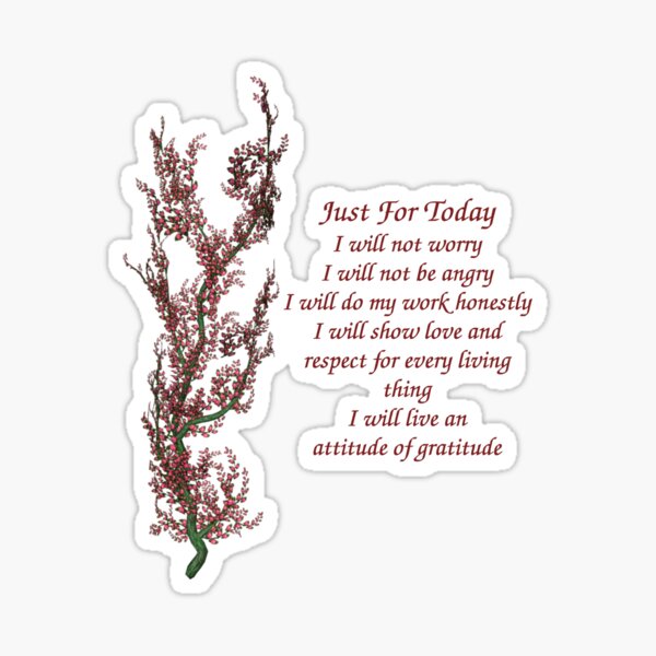 Just For Today Inspirational Quote Flowering Tree Sticker