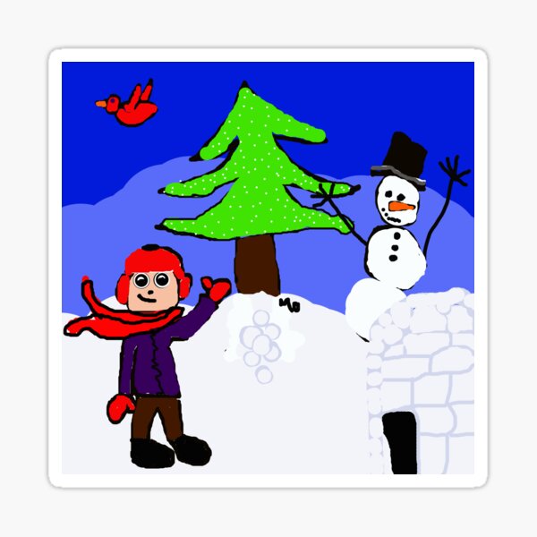 Item preview, winter playground snowman igloo n boy designed and sold by Maureen Zaharie.