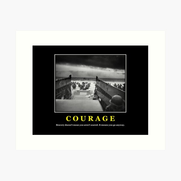 Vista previa del artículo con la obra «Coraje - Día D Póster», diseñado y vendido por warishellstore.