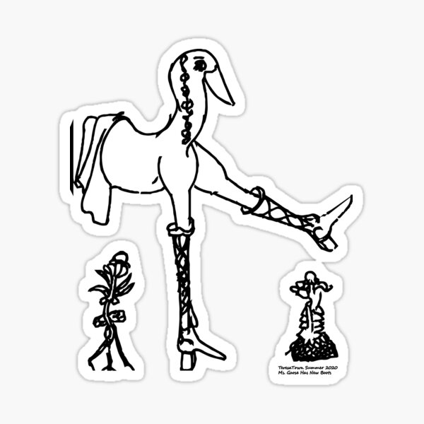 Aperçu de l'œuvre Mme Goose a de nouvelles bottes - TeresaTown à Redbubble, été 2020 créée et vendue par Mark Stansberry.