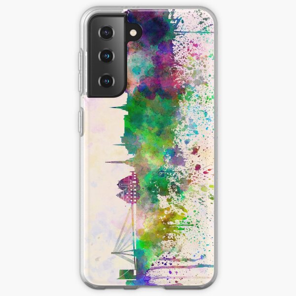 Riga skyline in watercolor background Samsung Galaxy Soft Case