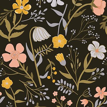 Aperçu de l'œuvre Imprimé floral violet, rose et jaune du jardin botanique de StudioPosies