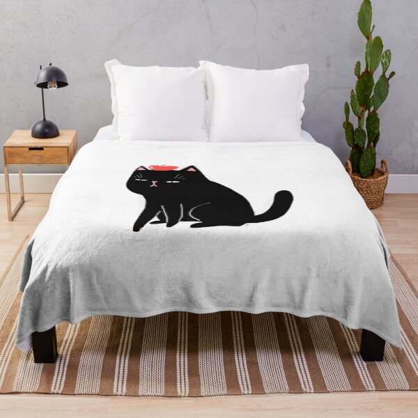 Item preview, black cat with beret illustration designed and sold by shownuu.