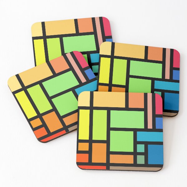 Item preview, Multicolor and Black Lines Rectangular Geometric Block Art Design designed and sold by inquestyle.