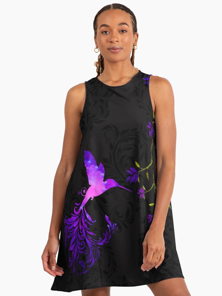 Purple Twilight Damask Hummingbird fantasy art" A-Line Dress for Sale by  Glimmersmith | Redbubble