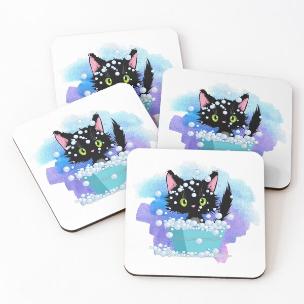 Item preview, Black Kitty Kat Blowing Bubbles designed and sold by jeannierose.