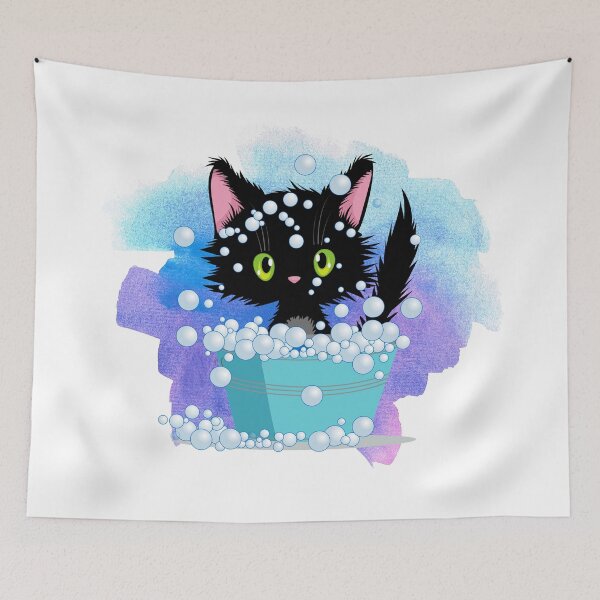 Item preview, Black Kitty Kat Blowing Bubbles designed and sold by jeannierose.