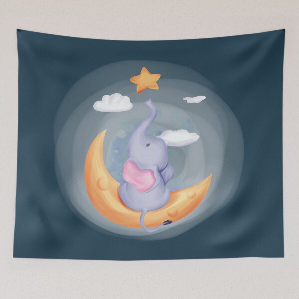 Item preview, Baby Elephant on Crescent Moon designed and sold by choisanezine.