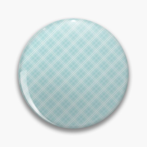 Robins Egg Aqua Blue Diagonal Tartan Plaid Check Pin