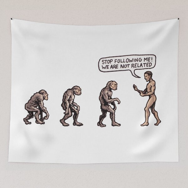 Item preview, Stop following me! we are not related neanderthal evolution anti racist creationist BLM merch design designed and sold by Pelumii.