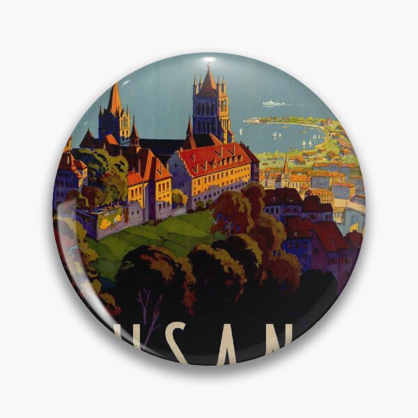 Item preview, Lausanne Ouchy vintage travel poster designed and sold by stickart-marek.