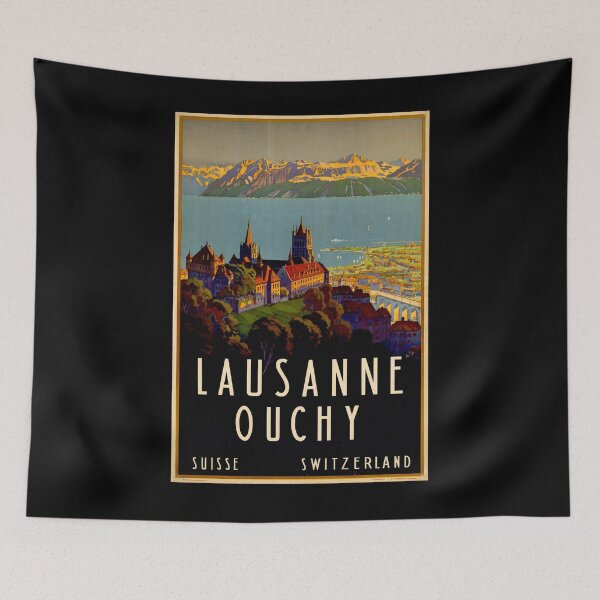 Item preview, Lausanne Ouchy vintage travel poster designed and sold by stickart-marek.