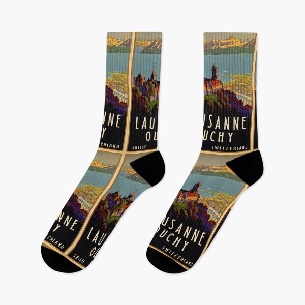 Item preview, Lausanne Ouchy vintage travel poster designed and sold by stickart-marek.