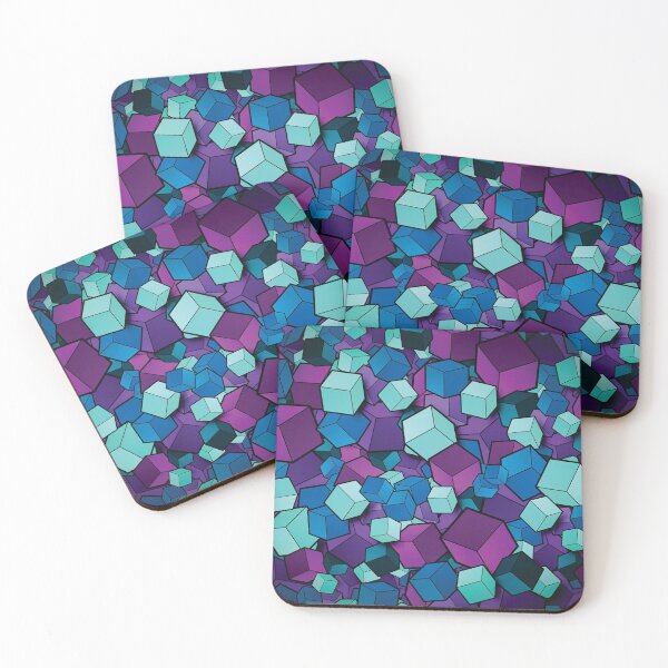 Aperçu de l'œuvre Couette patchwork de blocs tumbling dans les bleus et les violets créée et vendue par Hanlar.