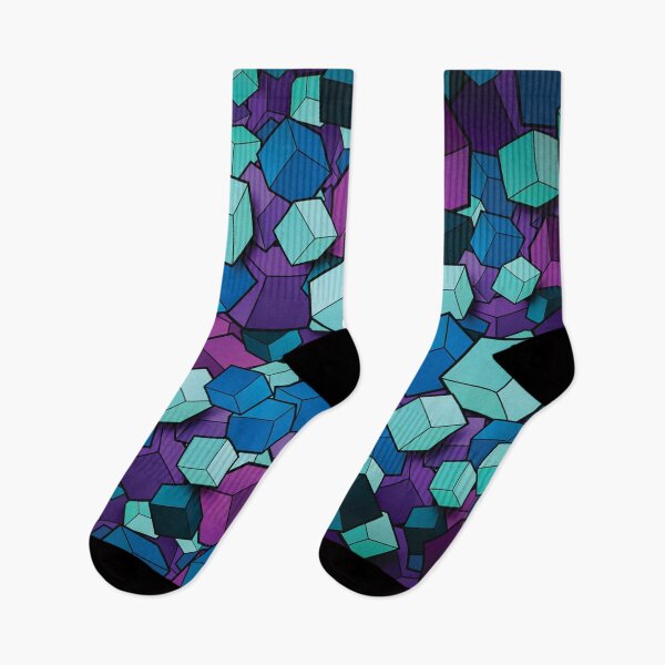 Aperçu de l'œuvre Couette patchwork de blocs tumbling dans les bleus et les violets créée et vendue par Hanlar.