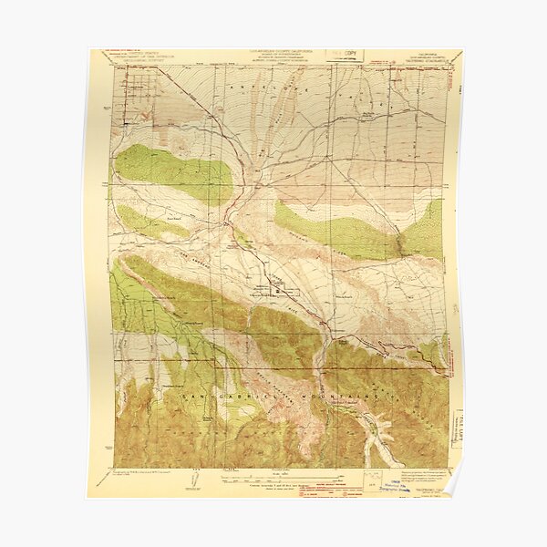 "Valyermo, CA from 1940 Vintage Map High Quality" Poster for Sale by