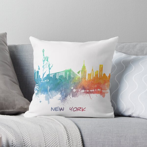 New York City skyline colored Throw Pillow