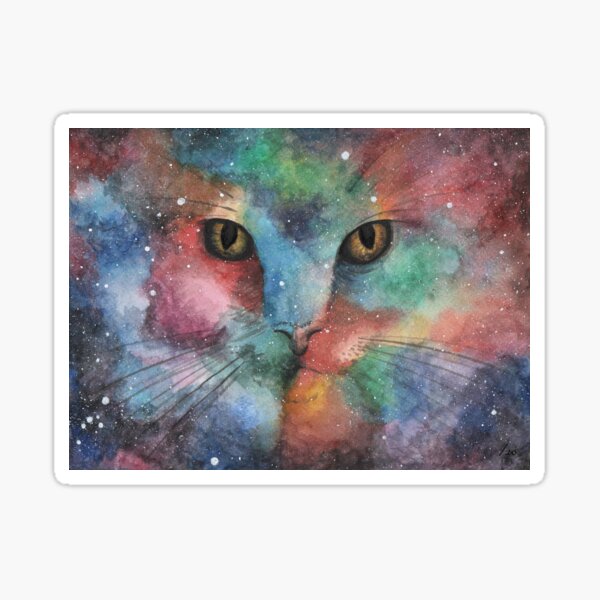Gato multicolor Pegatina