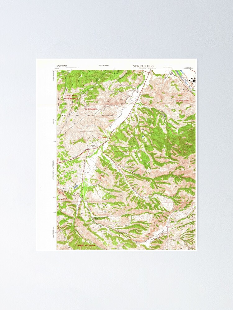 "Spreckels, CA from 1947 Vintage Map High Quality" Poster for Sale by