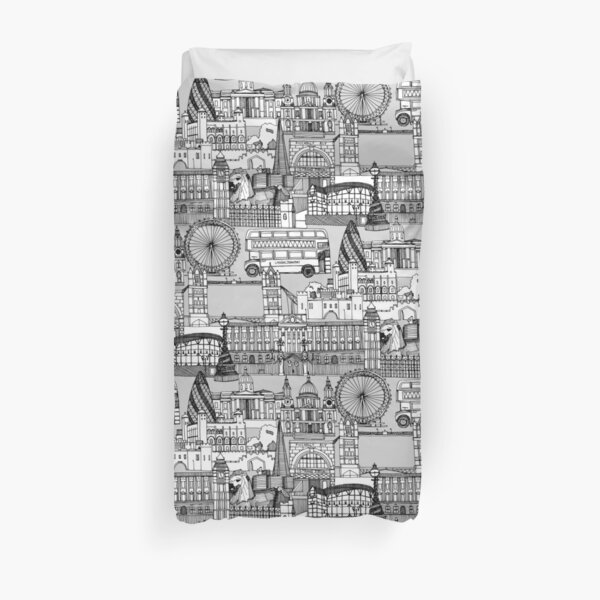 London toile black white Duvet Cover