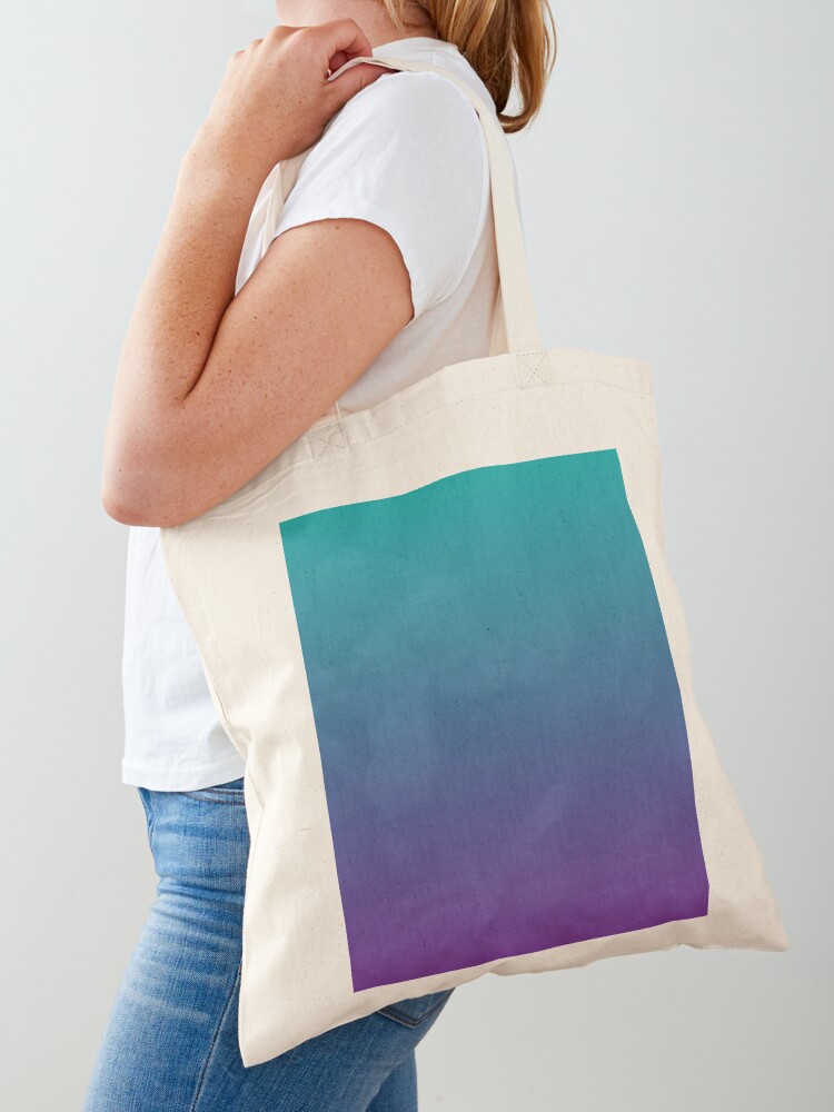 Blue ombre gradient print tote bag, cotton bag, reusable grocery