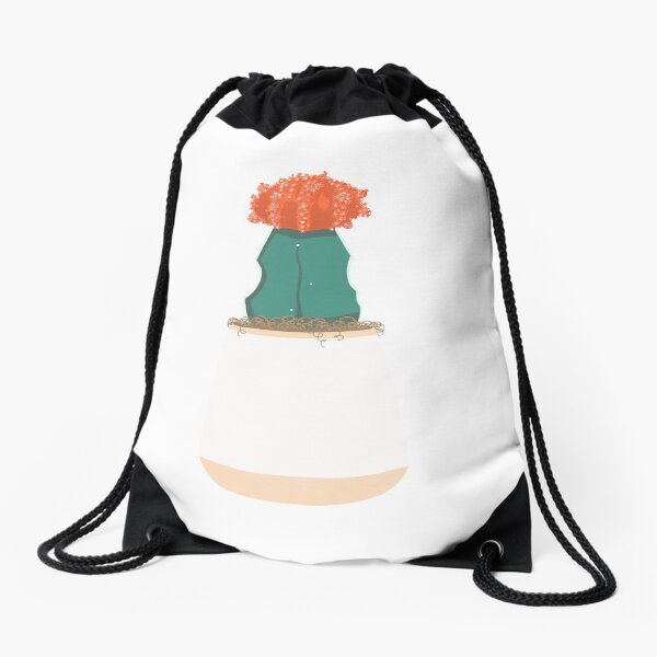 Ruby Ball Cactus, Moon Cactus, Red Top Cactus Drawstring Bag