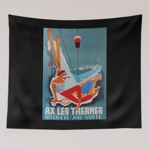 Item preview, Ax Les Thermes vintage travel poster designed and sold by stickart-marek.