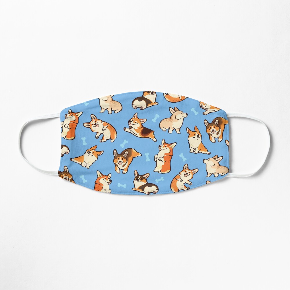 Jolly corgis in blue Mask
