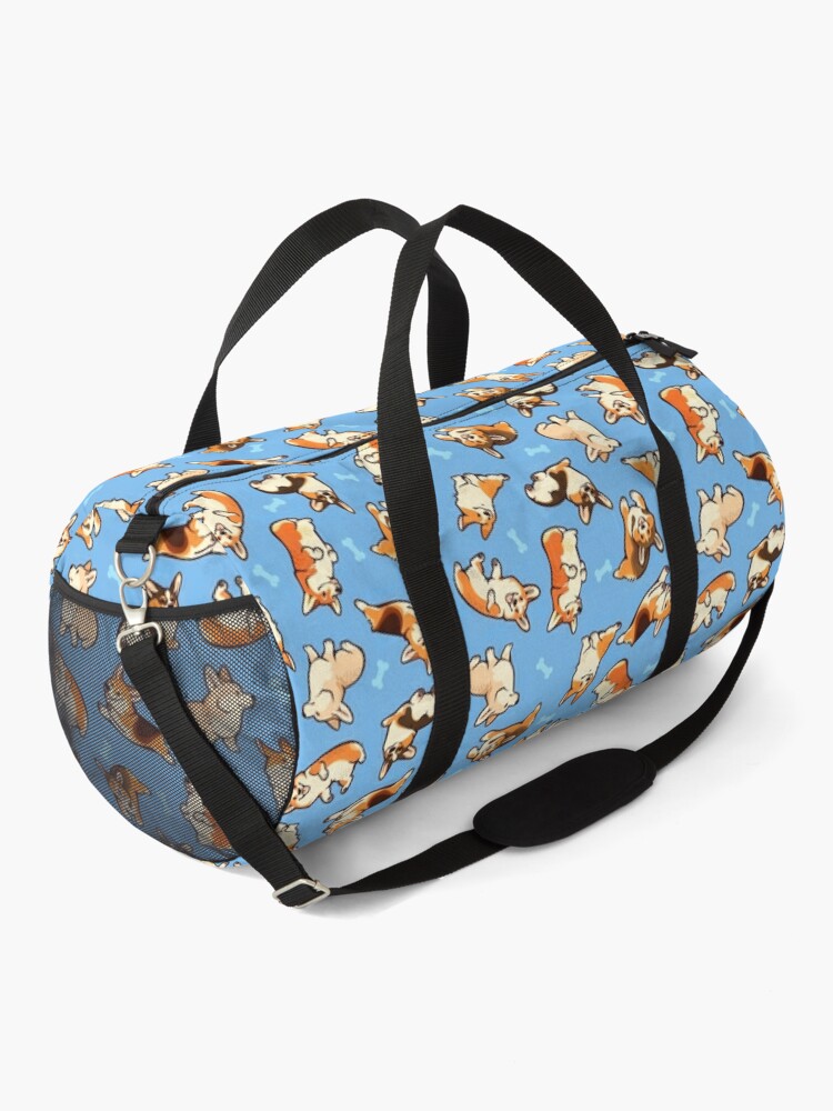 Discover Jolly Corgis in Blue Duffel Bag