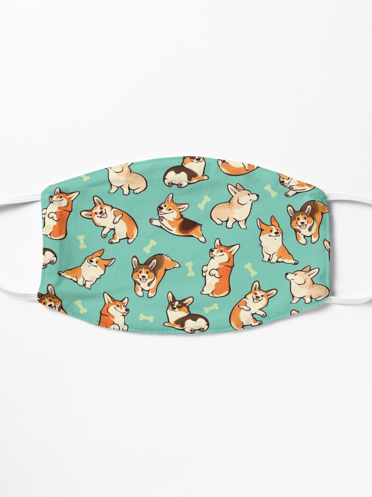Alternate view of Jolly corgis in green Mask