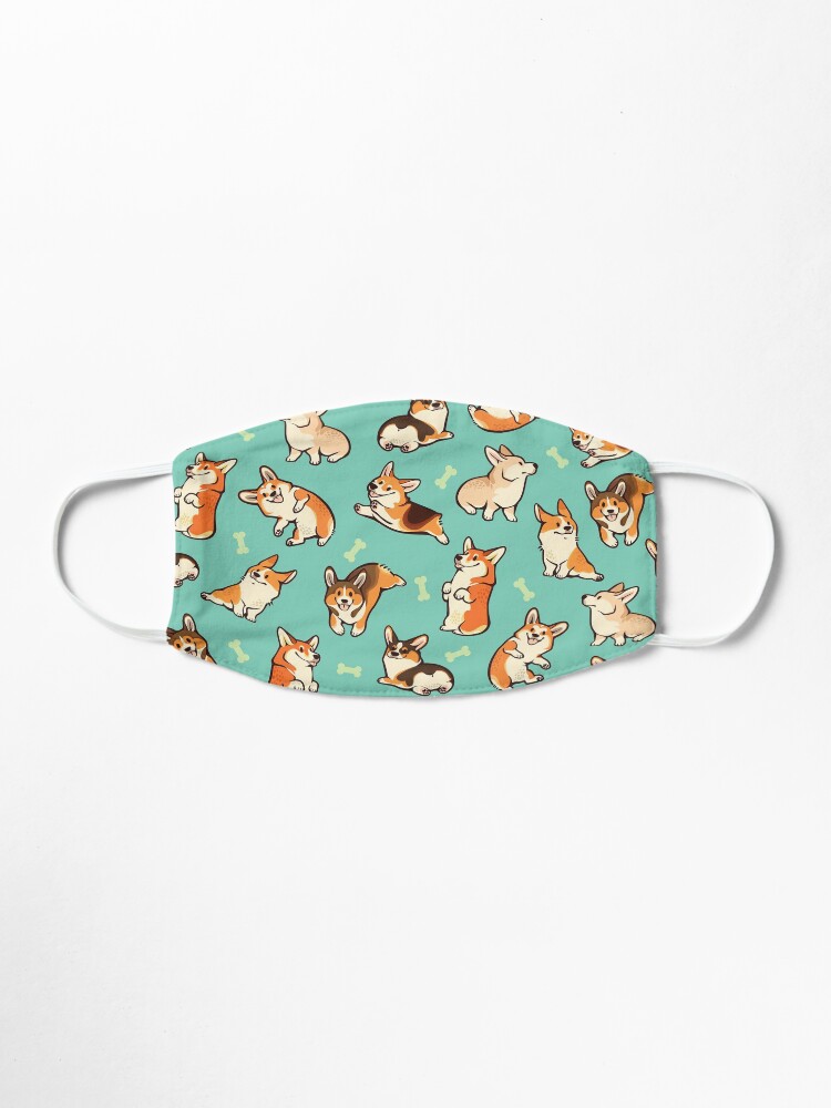 Alternate view of Jolly corgis in green Mask