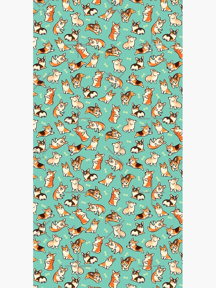 Jolly corgis in green Zipper Pouch for Sale by Colordrilos