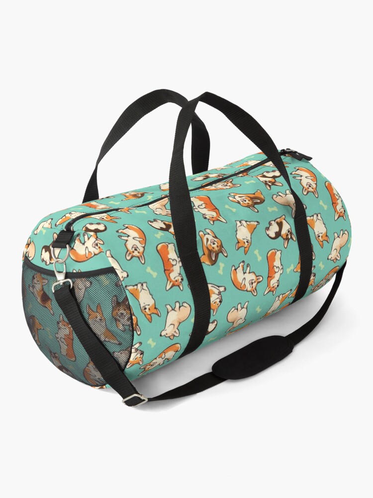 Thumbnail 2 of 3, Duffle Bag, Jolly corgis in green designed and sold by Colordrilos.