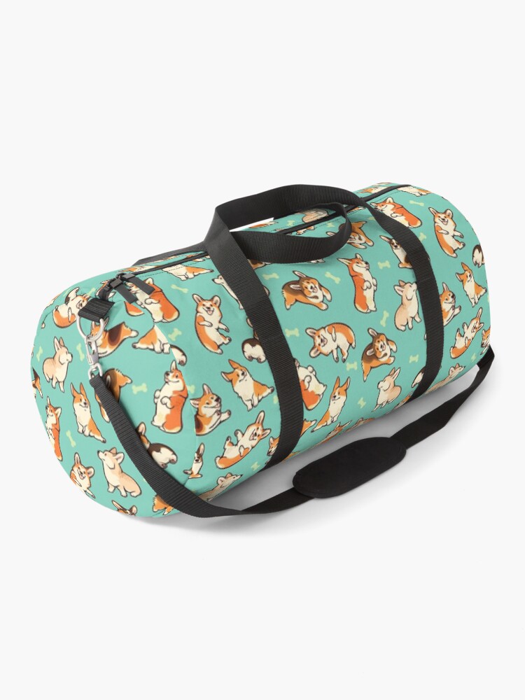 Thumbnail 1 of 3, Duffle Bag, Jolly corgis in green designed and sold by Colordrilos.