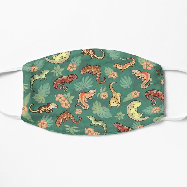 Gecko family in green Flat Mask