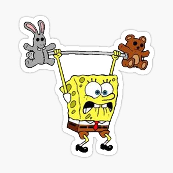 Spongebob Lifting Weights Sticker