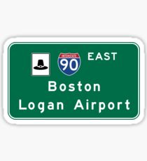 Boston Logan Airport, panneau routier, Massachusetts Sticker