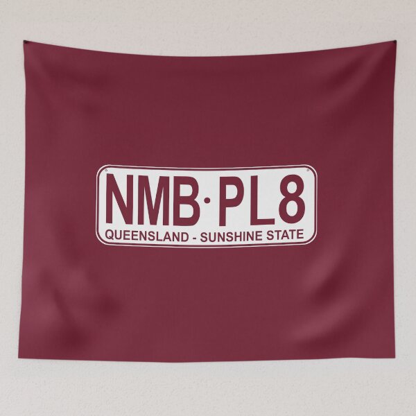 Item preview, NMB.PL8 Queensland - Sunshine State QLD "Number Plate" Number Plate T-Shirt NMB.PL8 Custom Maroon Design White Background License Plate designed and sold by JohnnyMyass.
