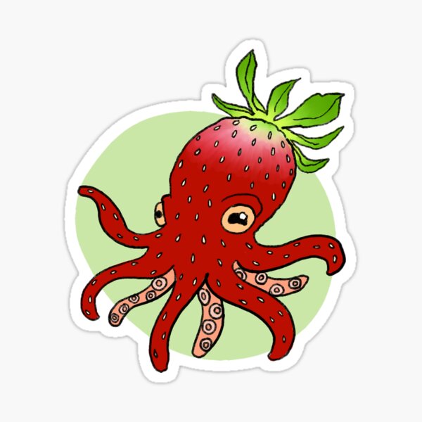Strawberry Octopus Sticker