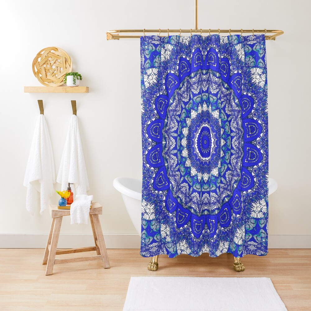 "Blue tranquility mandala." Shower Curtain for Sale by cr6zym1nd