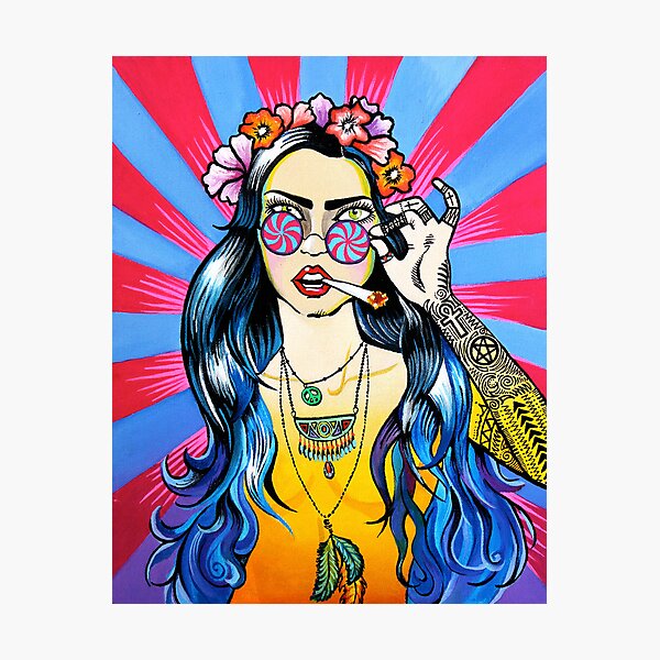 stoner,trippy,stoned,psychedelic,girl,sexy,hippie,colorful,acrylic,oil.