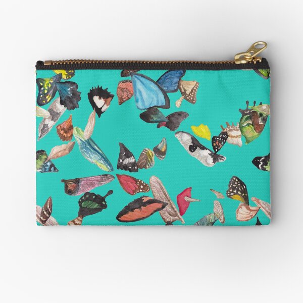 Bright Blue Swirling Wings Zipper Pouch