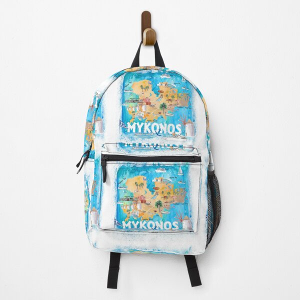 Item preview, Mykonos Greece Illustrated Map with Main Roads Landmarks and Highlights designed and sold by artshop77.
