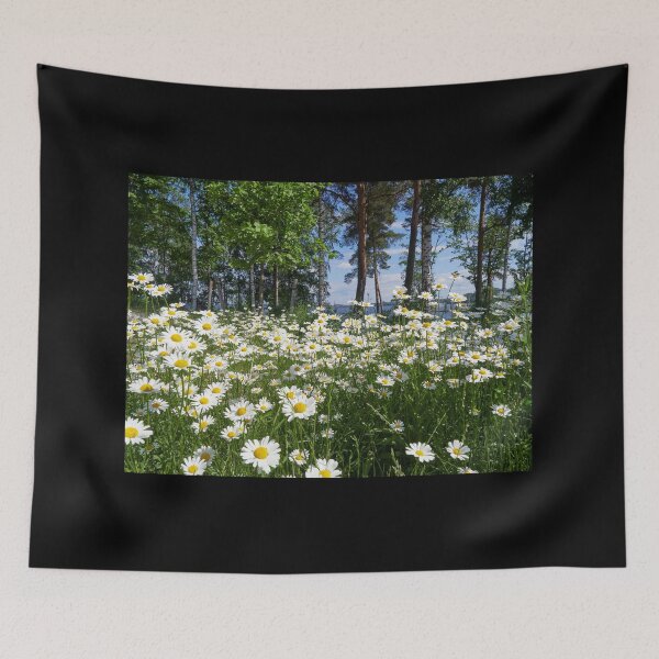 Item preview, The field of daisies and Tampere ibehind the lake. Ox-eye daisy14 designed and sold by Jouko Lehto Photography.
